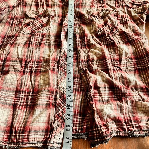 Maurices Plaid Thin Summer Button Down Top with Back Detail - Picture 10 of 10